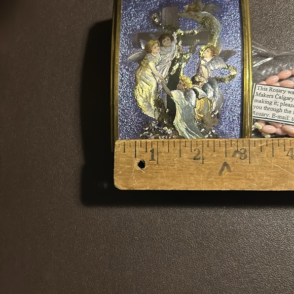 Vintage 90’s classic Via Vermont cross angels glass and brass trinket box - Picture 3 of 17